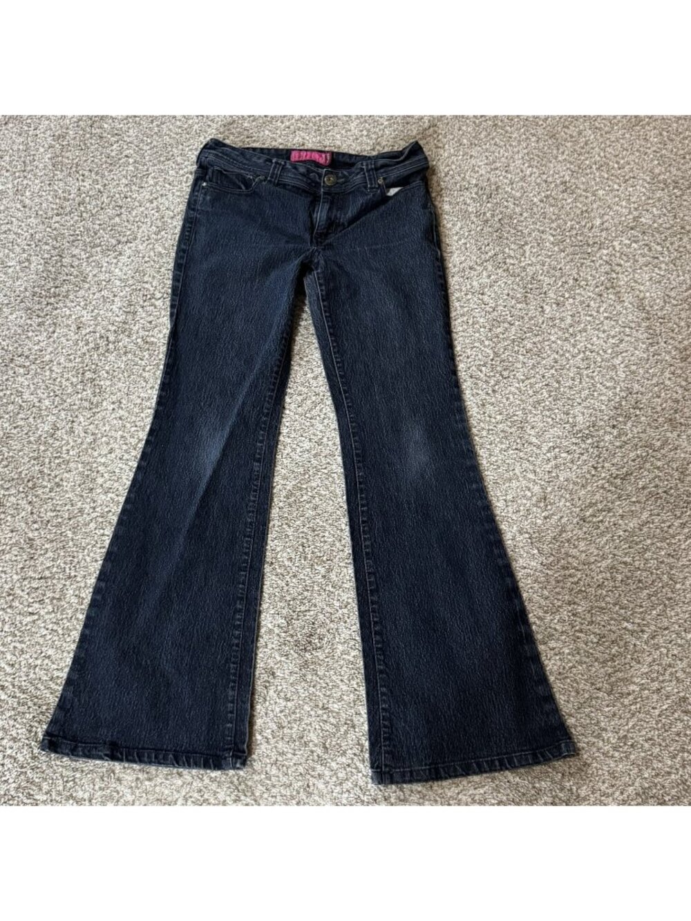 GLO Jeans Women's Dark Wash Flare Denim Low Rise Studded Pockets 30 Waist